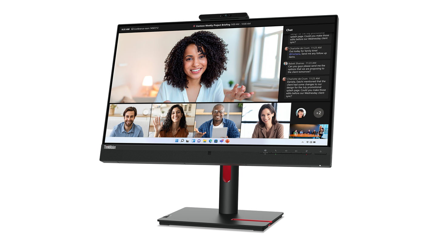 LENOVO ThinkVision T24mv-30 - 24 inch - Full HD IPS LED Monitor - 1920x1080 - Pivot / HAS / RJ45 / USB-C / Webcam