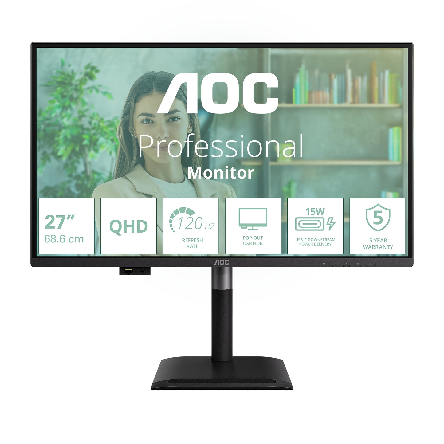 AOC P4 Series - 27 inch - Quad HD Monitor - 2560x1440 - Pivot - HAS