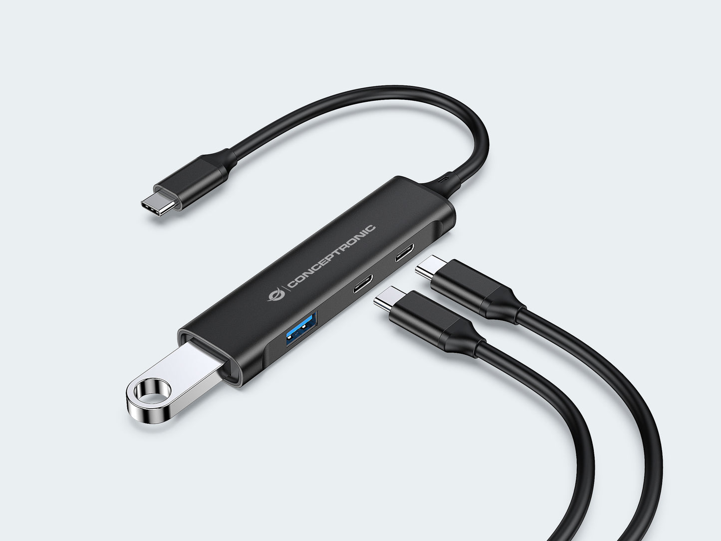 CONCEPTRONIC 4-Port USB 3.0 Hub - 2 USB-C & 2 USB-A ports - aluminum case - USB-C connector