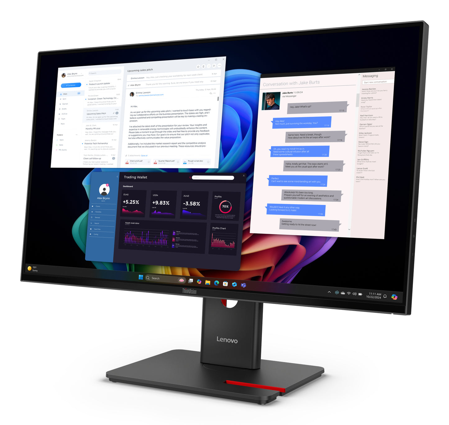 LENOVO ThinkVision T27UD-40 - 27 inch - 4K Ultra HD IPS LED Monitor - 3840x2160 - Pivot / HAS / RJ45 / USB-C