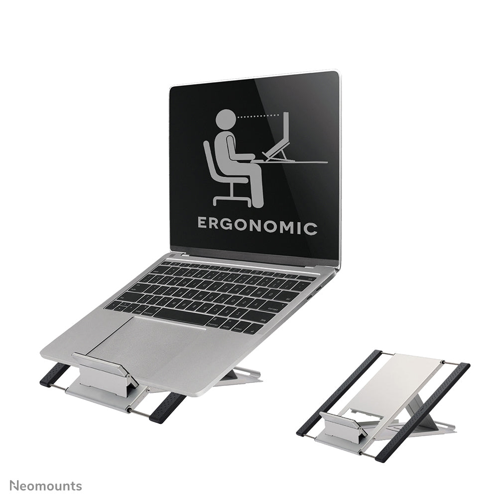 NEOMOUNTS Laptop Stand - 10-22inch - Max 5 kg - 6 Height Positions - Foldable - Compact - Universal - Silver