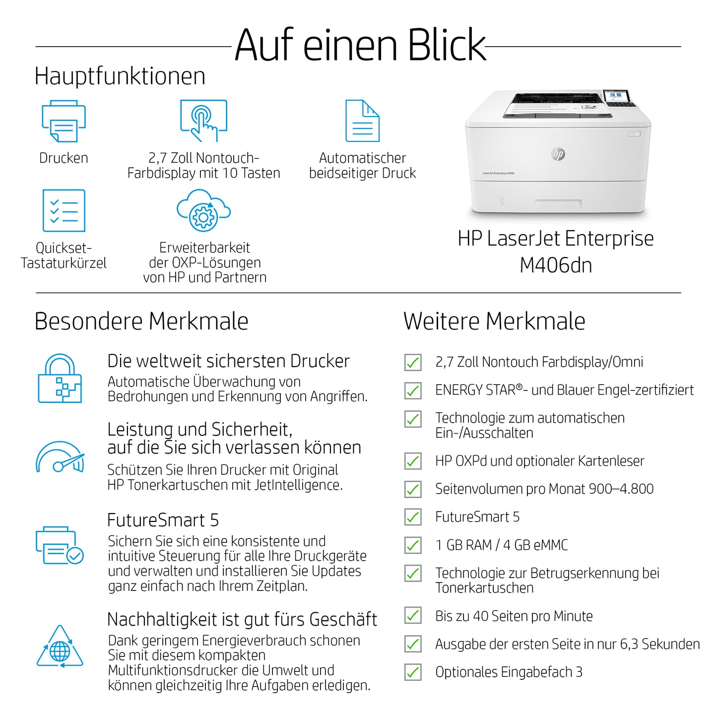 HP INC. LaserJet Enterprise M406dn Printer
