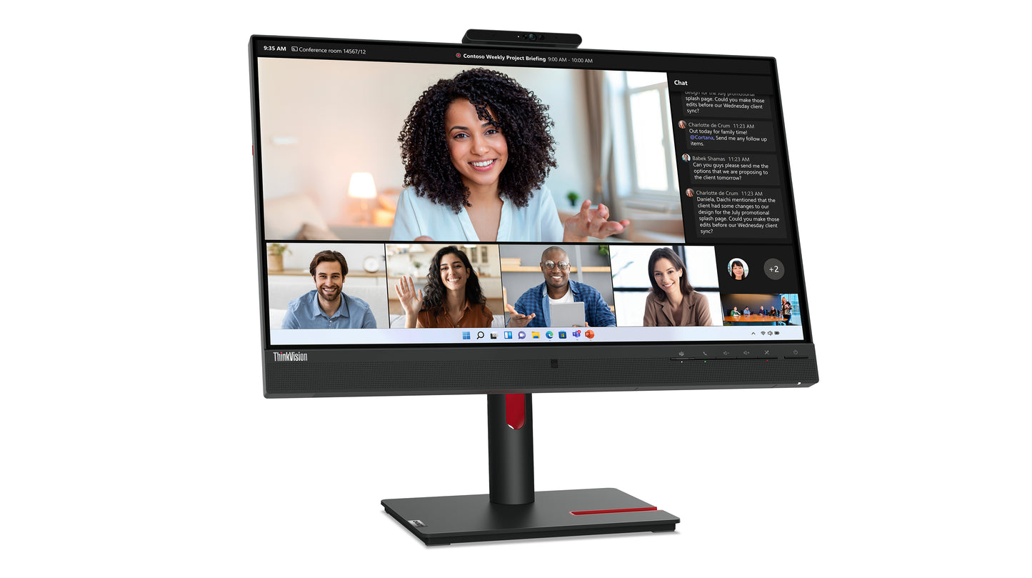 LENOVO ThinkVision T24mv-30 - 24 inch - Full HD IPS LED Monitor - 1920x1080 - Pivot / HAS / RJ45 / USB-C / Webcam