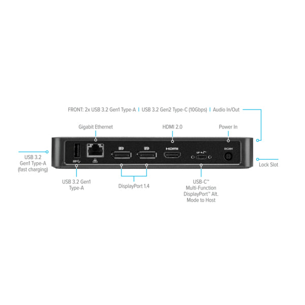 TARGUS Universal USB-C Triple-HD Docking Station w 85 W Power Delivery - For MST enabled devices