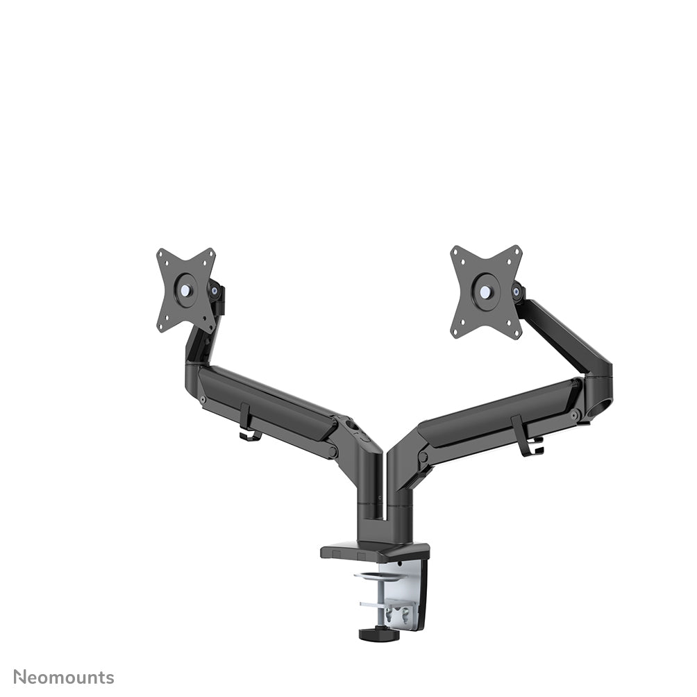 NEOMOUNTS Dual Monitor Arm - 17-32inch - 1-9 kg/screen - Gas Spring - 180 Degrees -Stop Mechanism - Space Saving T-Rex Model - Black