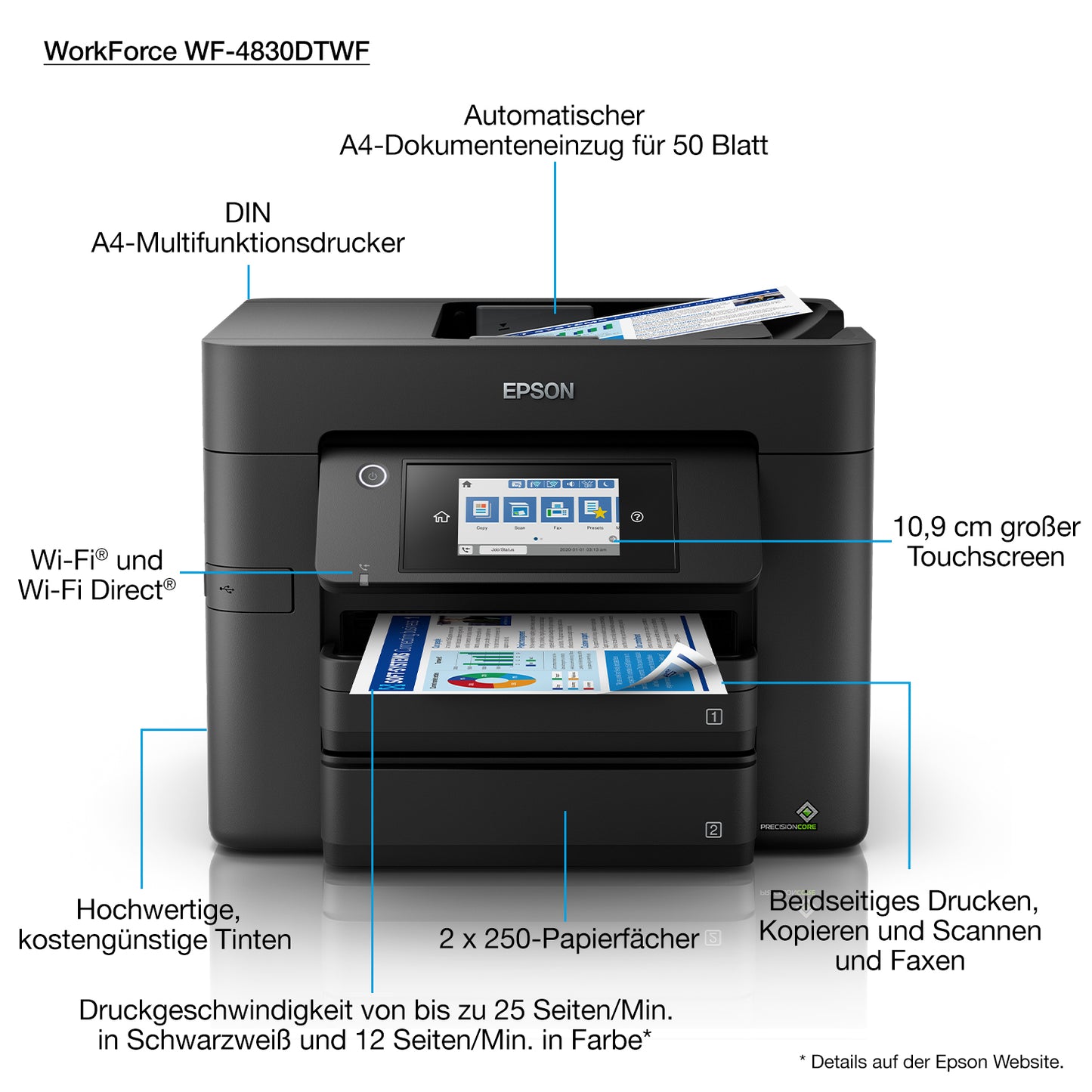 EPSON WorkForce Pro WF-4830DTWF Inkjet 4800 x 2400 DPI 36 ppm A4 Wi-Fi