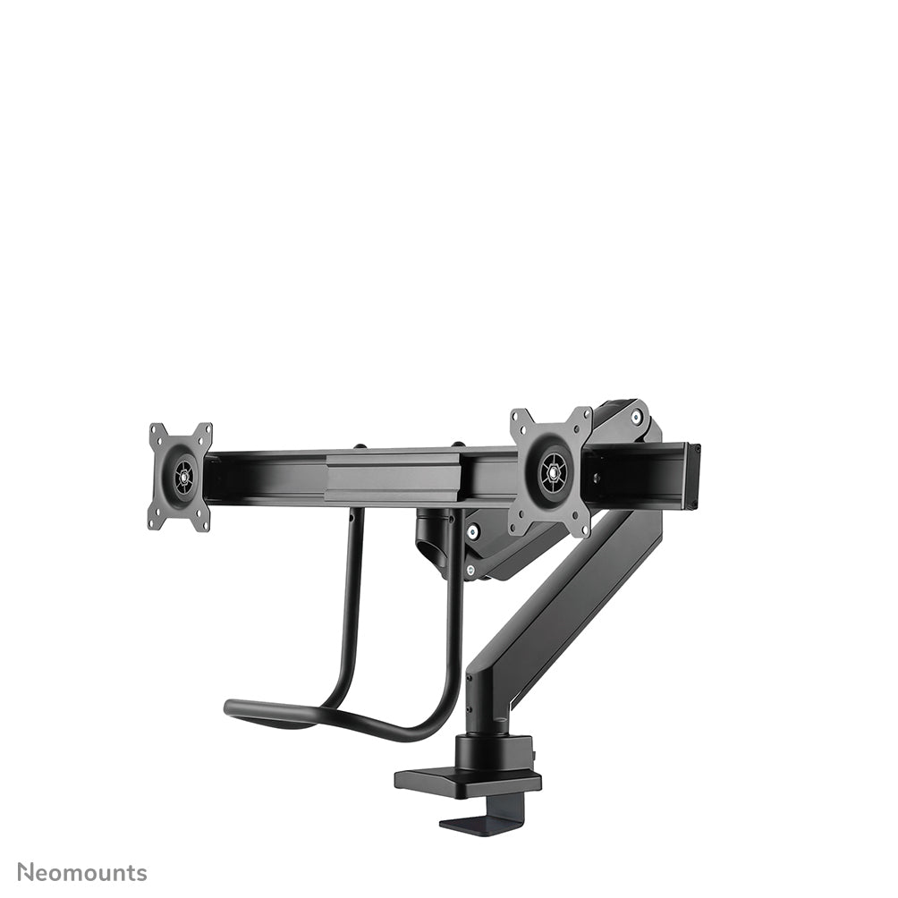 NEOMOUNTS Dual Crossbar Monitor Arm - 10-32inch - 1-8 kg/screen - Gas Spring - 180 Degrees - Stop Mechanism - Topfix - Black