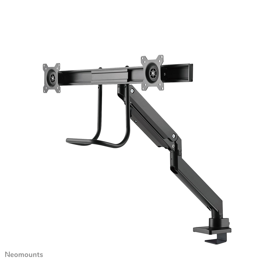 NEOMOUNTS Dual Crossbar Monitor Arm - 10-32inch - 1-8 kg/screen - Gas Spring - 180 Degrees - Stop Mechanism - Topfix - Black