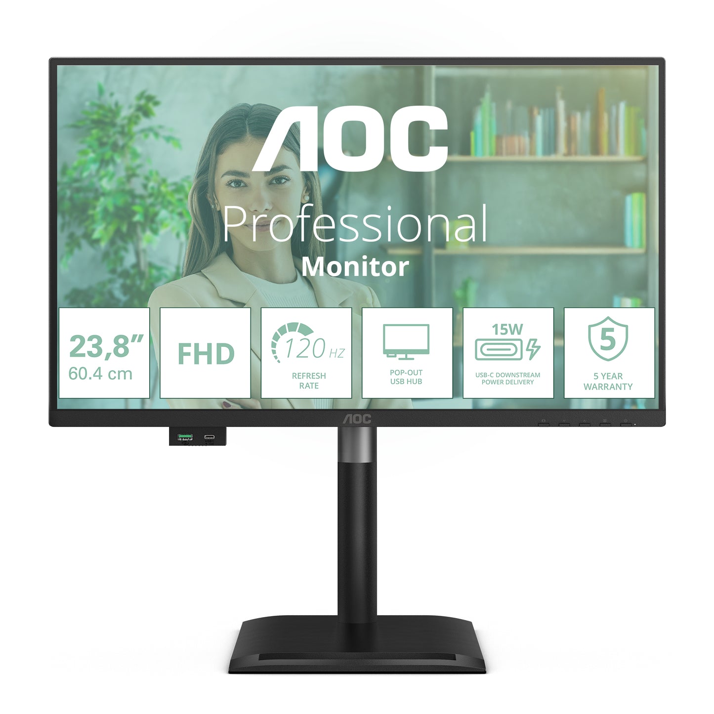 AOC P4 Series - 24 inch - Full HD - 1920x1080 - Pivot - HAS