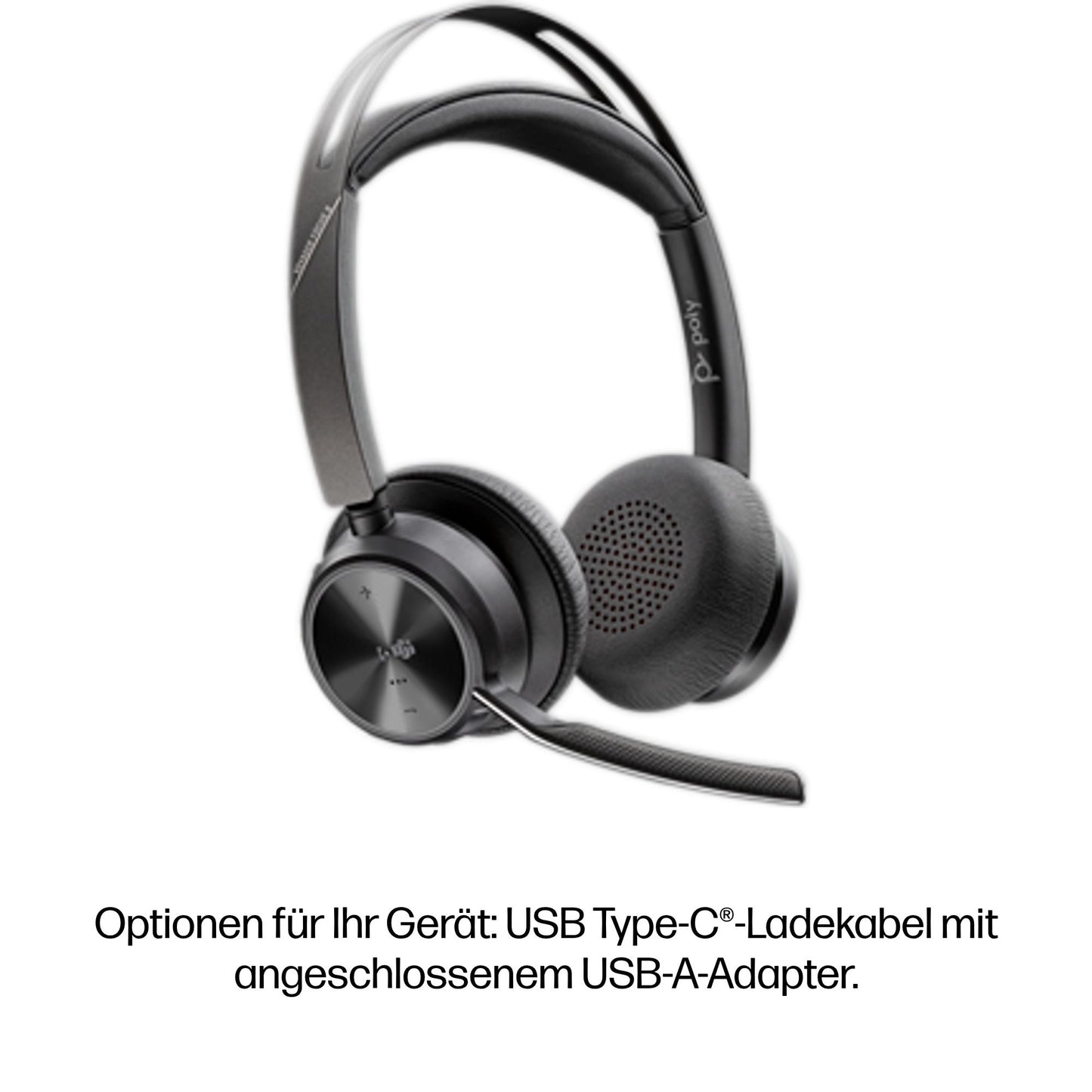 HP INC. Poly Voyager Focus 2 Microsoft Teams Certified USB-C-C Headset + USB-C/A Adapter + Charging Stand
