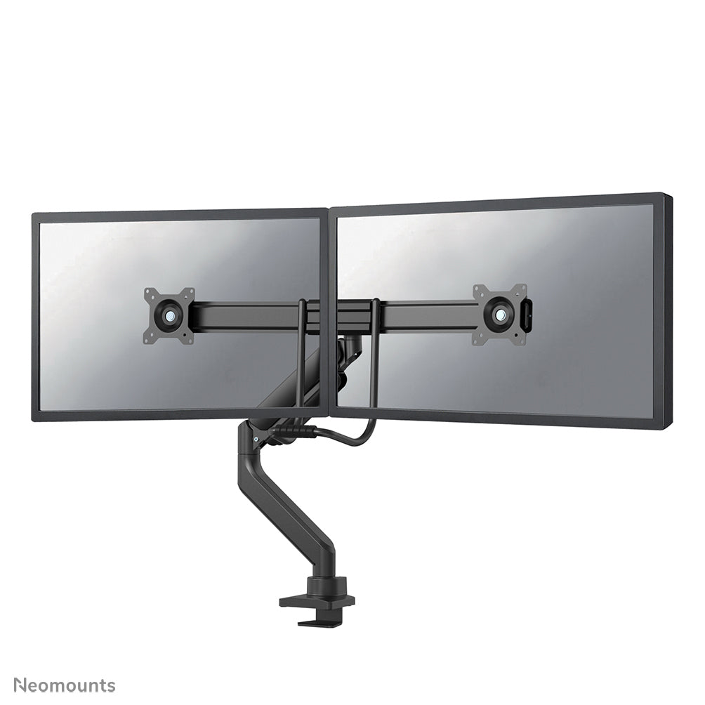NEOMOUNTS NEXT Core Dual Crossbar Monitor Arm - 17-32inch - 1-8 kg/screen - Gas Spring - 180 Degrees -Stop Mechanism - Topfix - Black