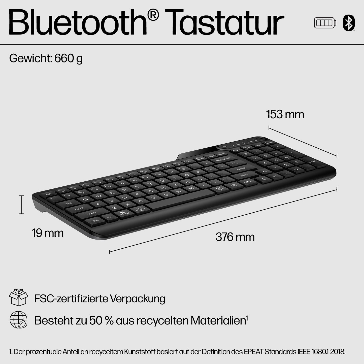 HP INC. 460 Multi-Device Bluetooth Keyboard (7N7B8AA) - QWERTY