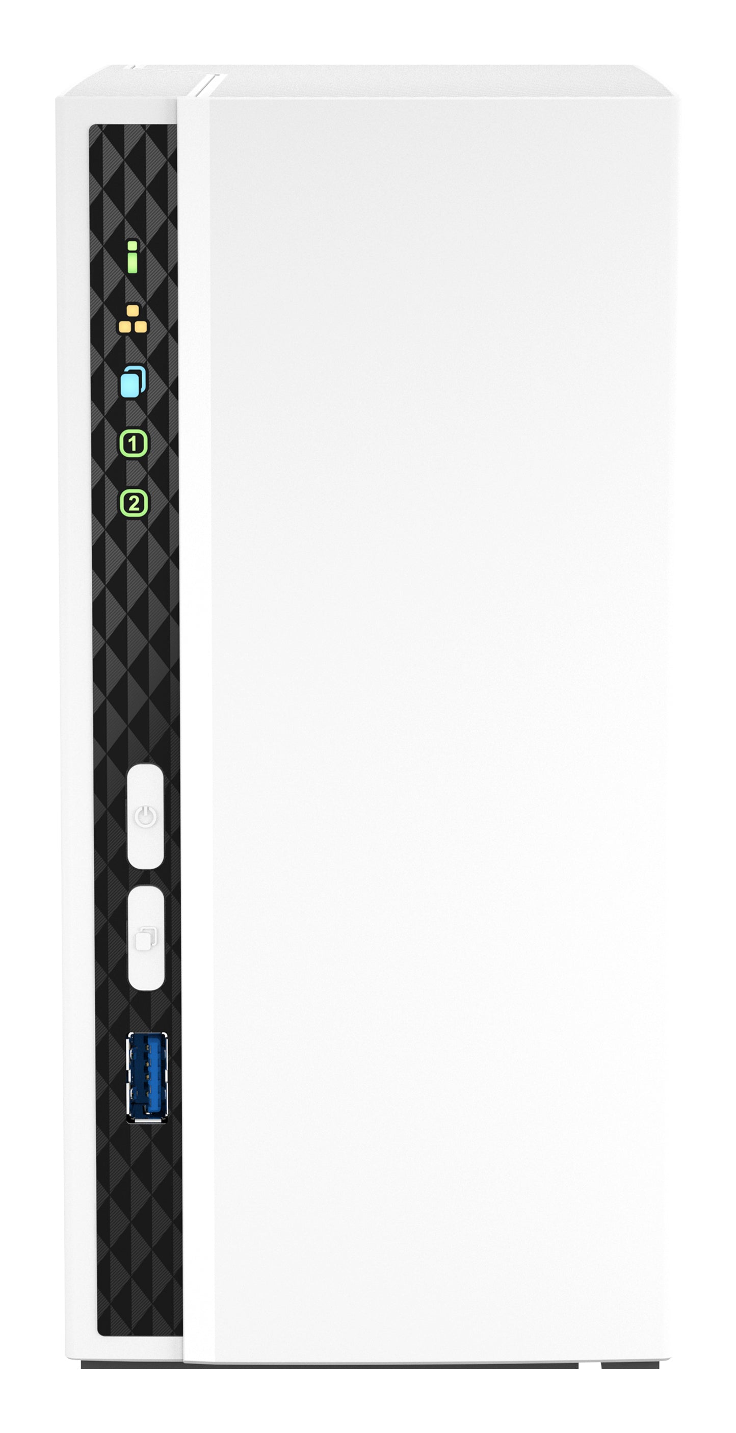QNAP ARM 4-core Cortex-A55 NAS Mini Tower - 2x 3.5 Inch Bays - 2GB RAM - 4GB Flash - White
