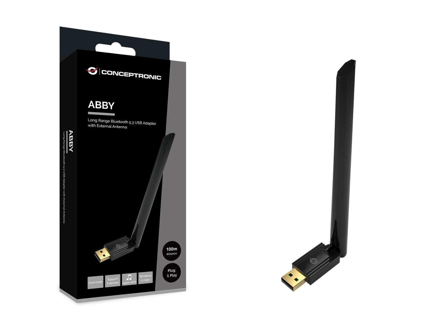 CONCEPTRONIC Long Range Bluetooth 5.3 USB Adapter - External Antenna