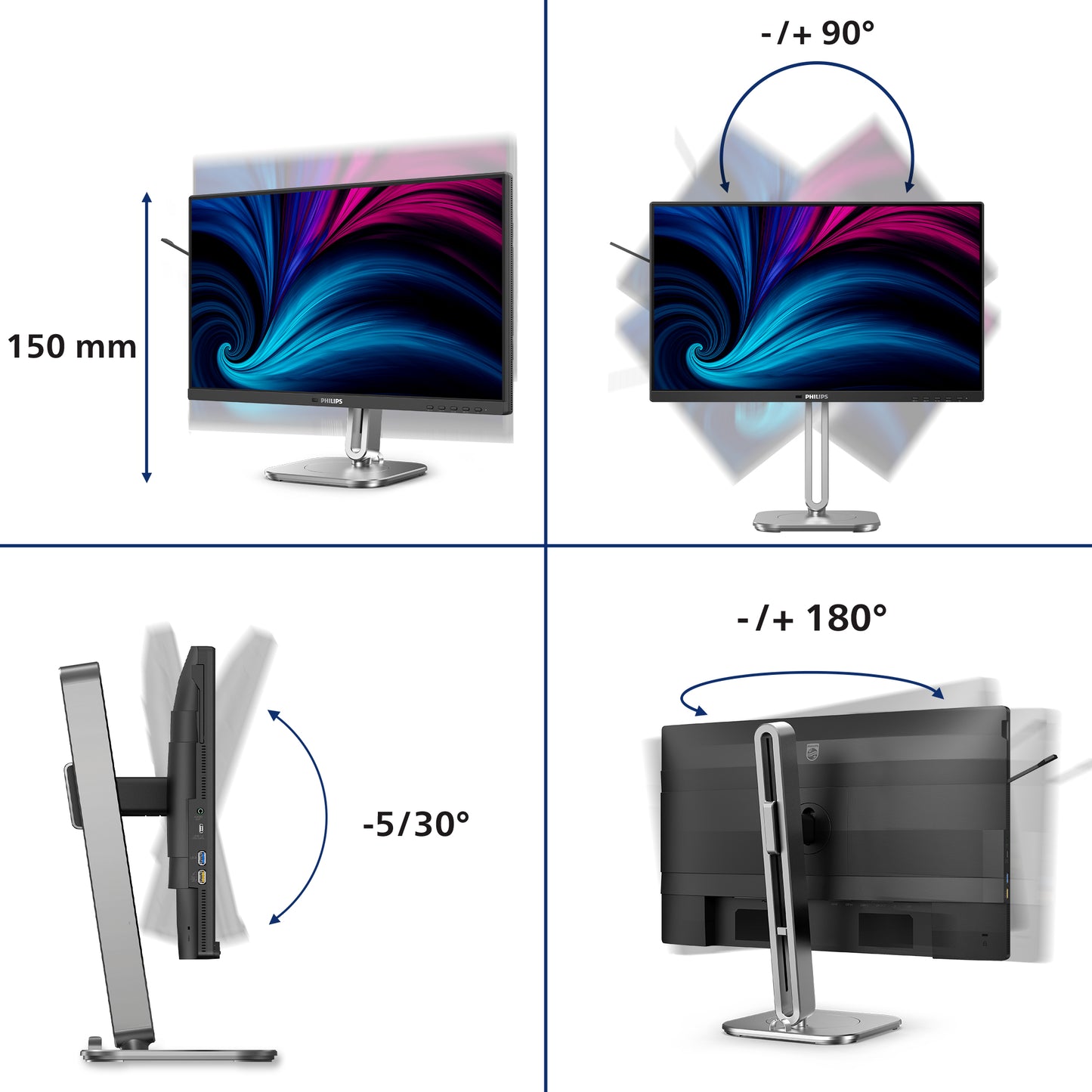 PHILIPS 4000 Series - 24 inch - Full HD LCD - 1920x1080 - Pivot - HAS