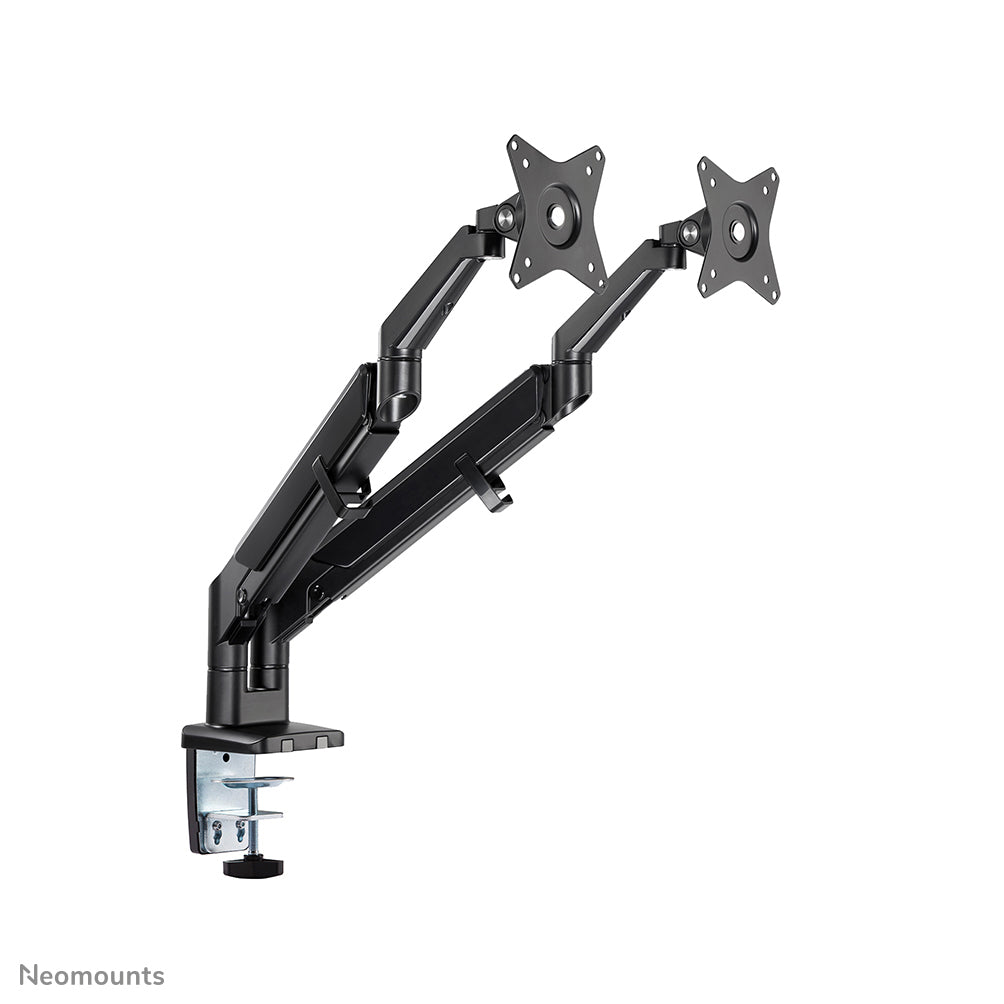 NEOMOUNTS Dual Monitor Arm - 17-32inch - 1-9 kg/screen - Gas Spring - 180 Degrees -Stop Mechanism - Space Saving T-Rex Model - Black