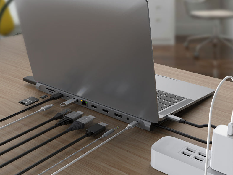 CONCEPTRONIC 12-in-1 USB 3.2 Gen 1 Docking Station - MST - Triple 4K Display - 100W USB PD - HDMI x 2 - DisplayPort - GbE LAN - USB-A 3.0 x 2