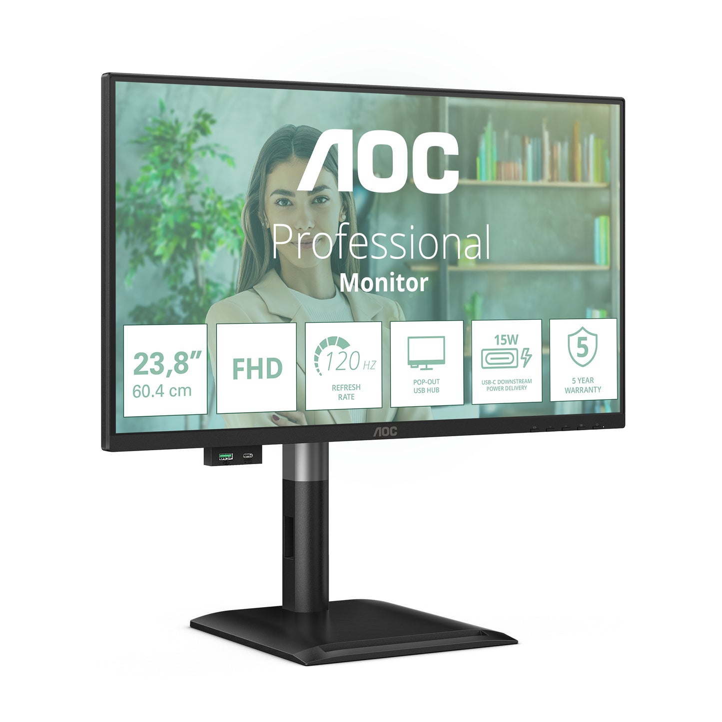 AOC P4 Series - 24 inch - Full HD - 1920x1080 - Pivot - HAS
