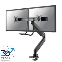 NEOMOUNTS Dual Crossbar Monitor Arm - 10-32inch - 1-8 kg/screen - Gas Spring - 180 Degrees - Stop Mechanism - Topfix - Black