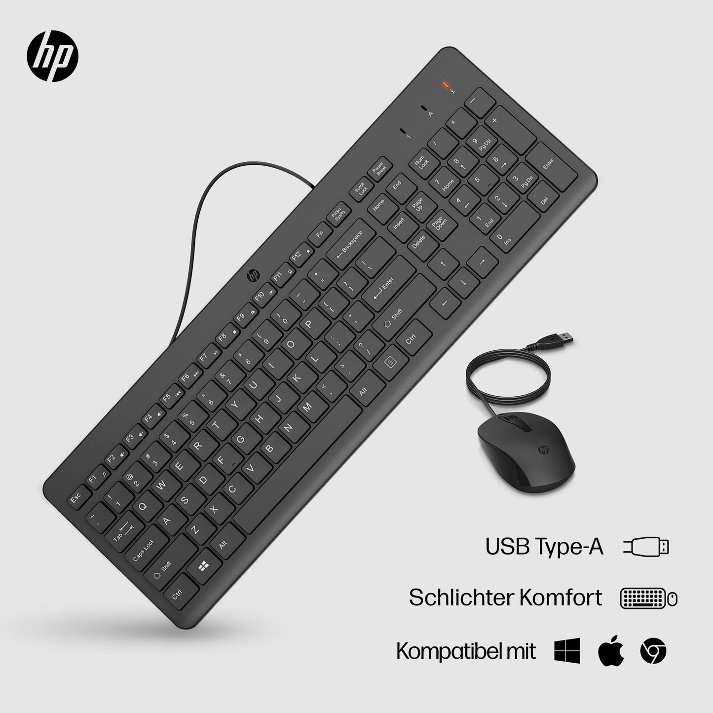 HP INC. 150 Wired Keyboard and Mouse Combo (240J7AA) - QWERTY