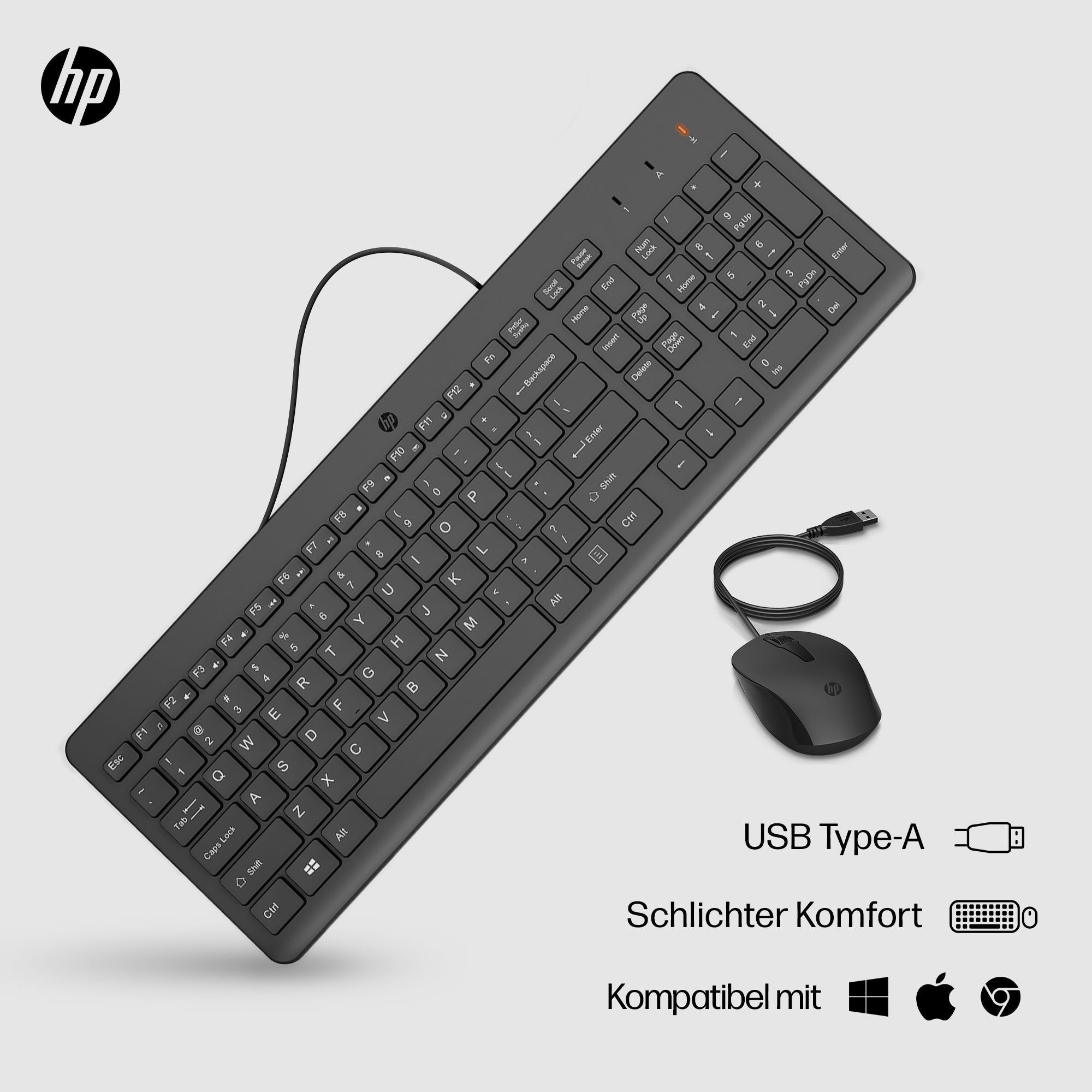 HP INC. 150 Wired Keyboard and Mouse Combo (240J7AA) - QWERTY