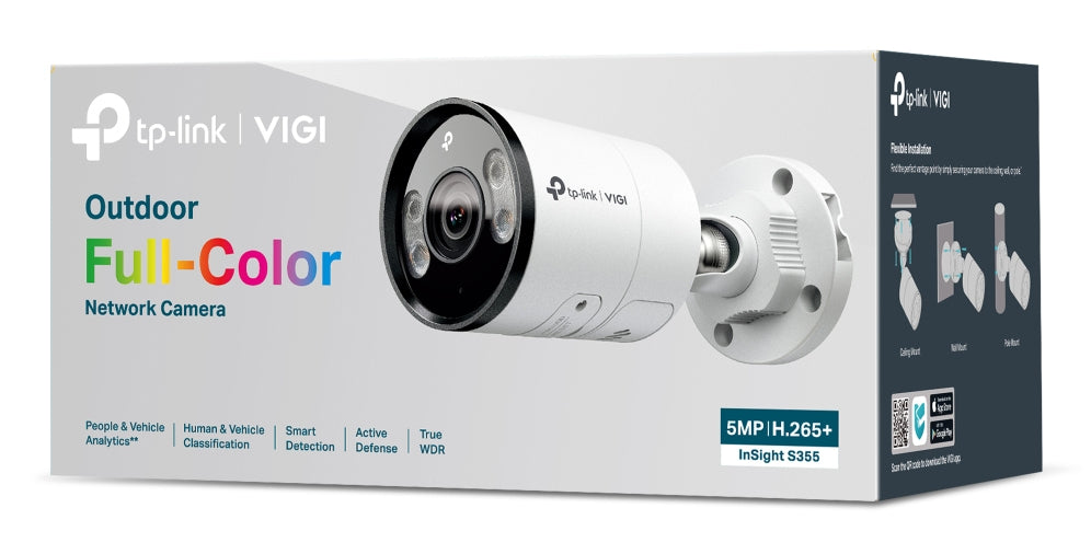TP-LINK VIGI InSight 5MP Outdoor Full-Color Bullet Network Camera - 4 mm Fixed Lens