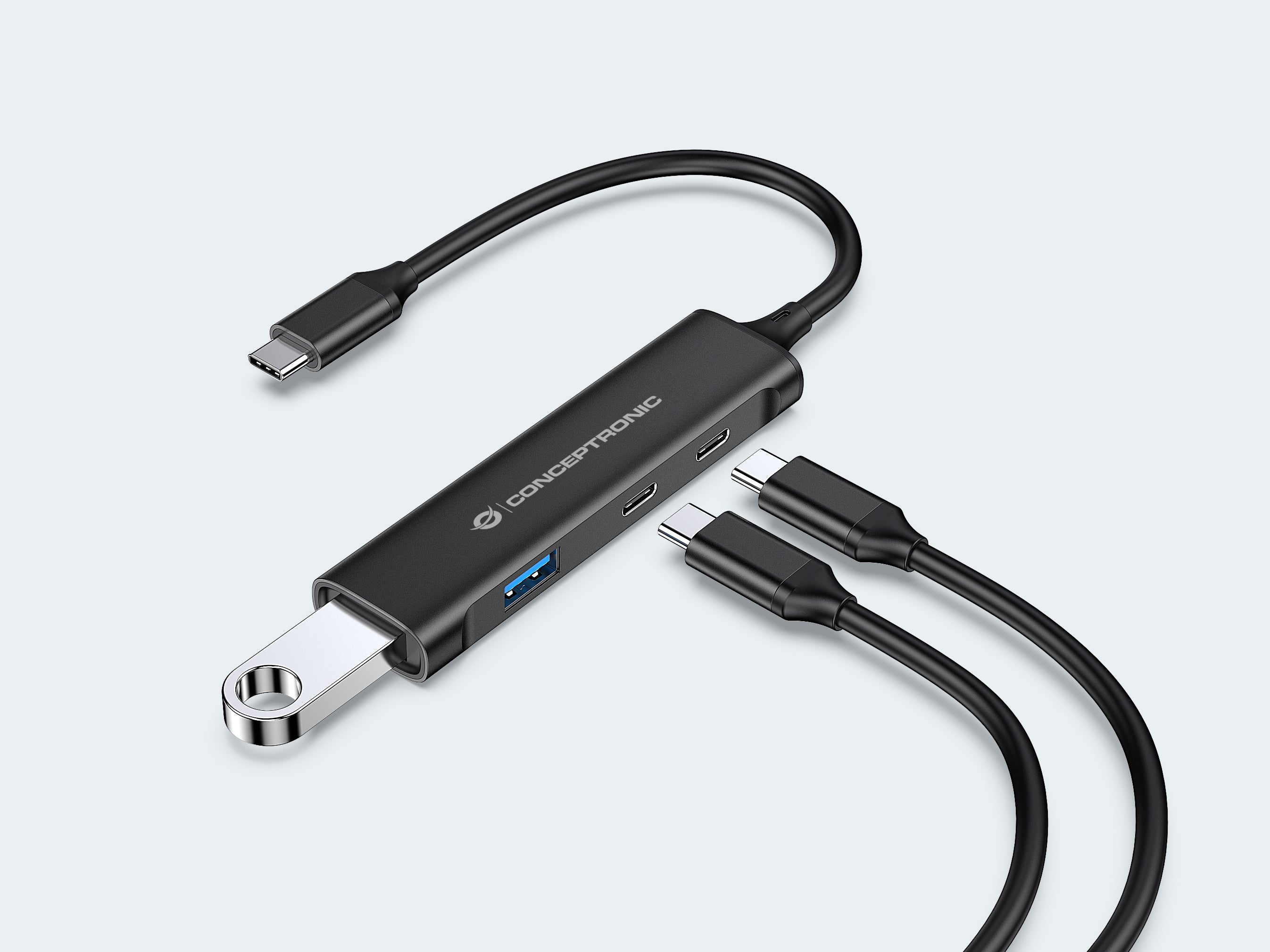 CONCEPTRONIC 4-Port USB 3.0 Hub - 2 USB-C & 2 USB-A ports - aluminum case - USB-C connector