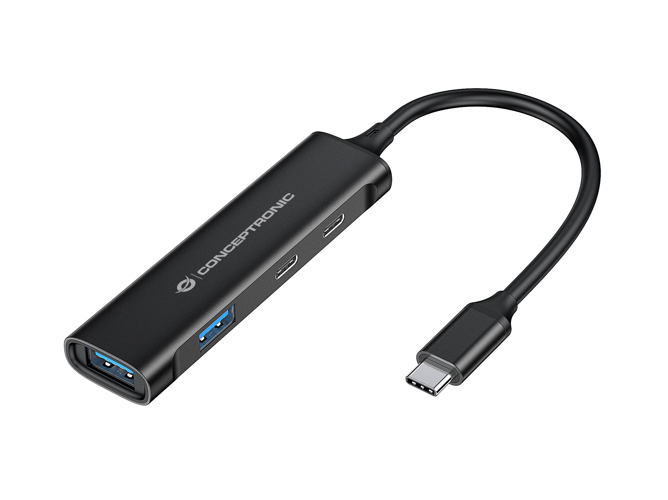 CONCEPTRONIC 4-Port USB 3.0 Hub - 2 USB-C & 2 USB-A ports - aluminum case - USB-C connector