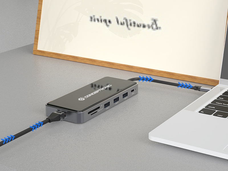 CONCEPTRONIC 12-in-1 Docking Station USB 3.2 Gen 1 - MST - HDMI x 2 - VGA - USB-C Data - USB 3.0 x 2 - USB 2.0 - SD - TF/MicroSD - Audio - Gb