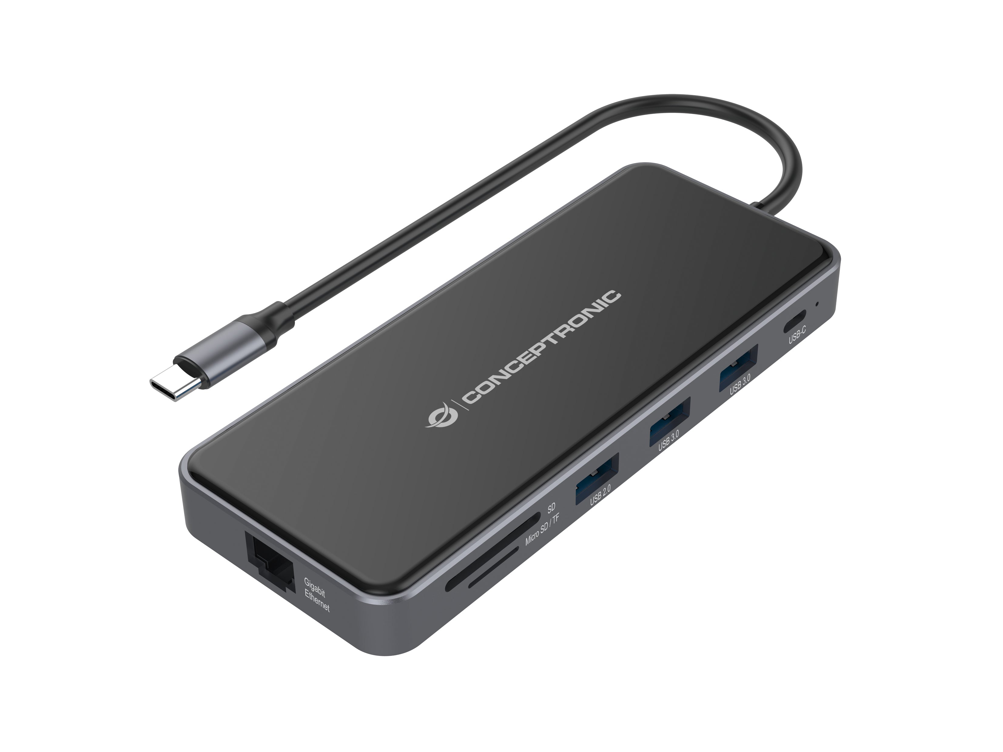 CONCEPTRONIC 12-in-1 Docking Station USB 3.2 Gen 1 - MST - HDMI x 2 - VGA - USB-C Data - USB 3.0 x 2 - USB 2.0 - SD - TF/MicroSD - Audio - Gb