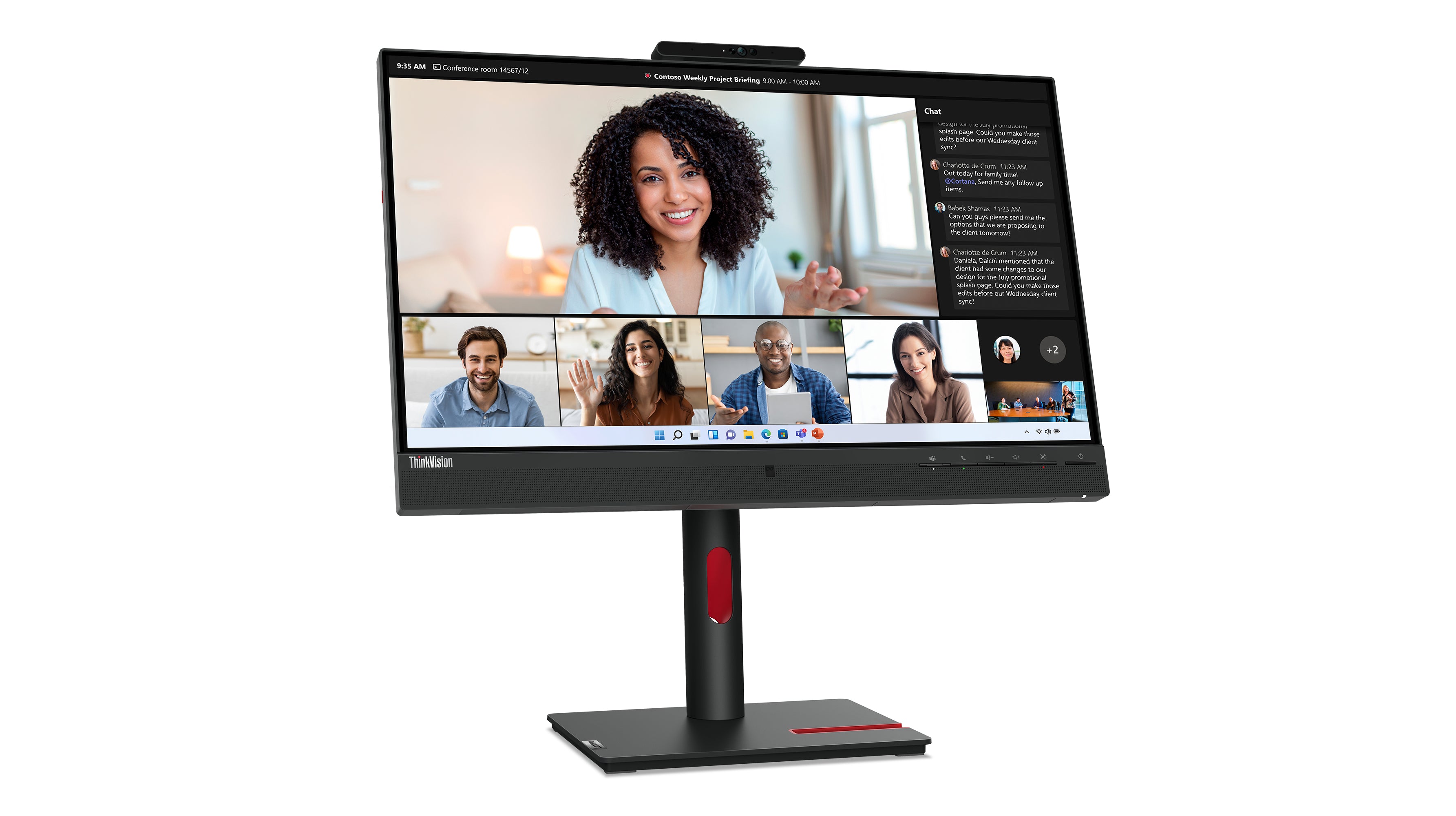 LENOVO ThinkVision T24mv-30 - 24 inch - Full HD IPS LED Monitor - 1920x1080 - Pivot / HAS / RJ45 / USB-C / Webcam
