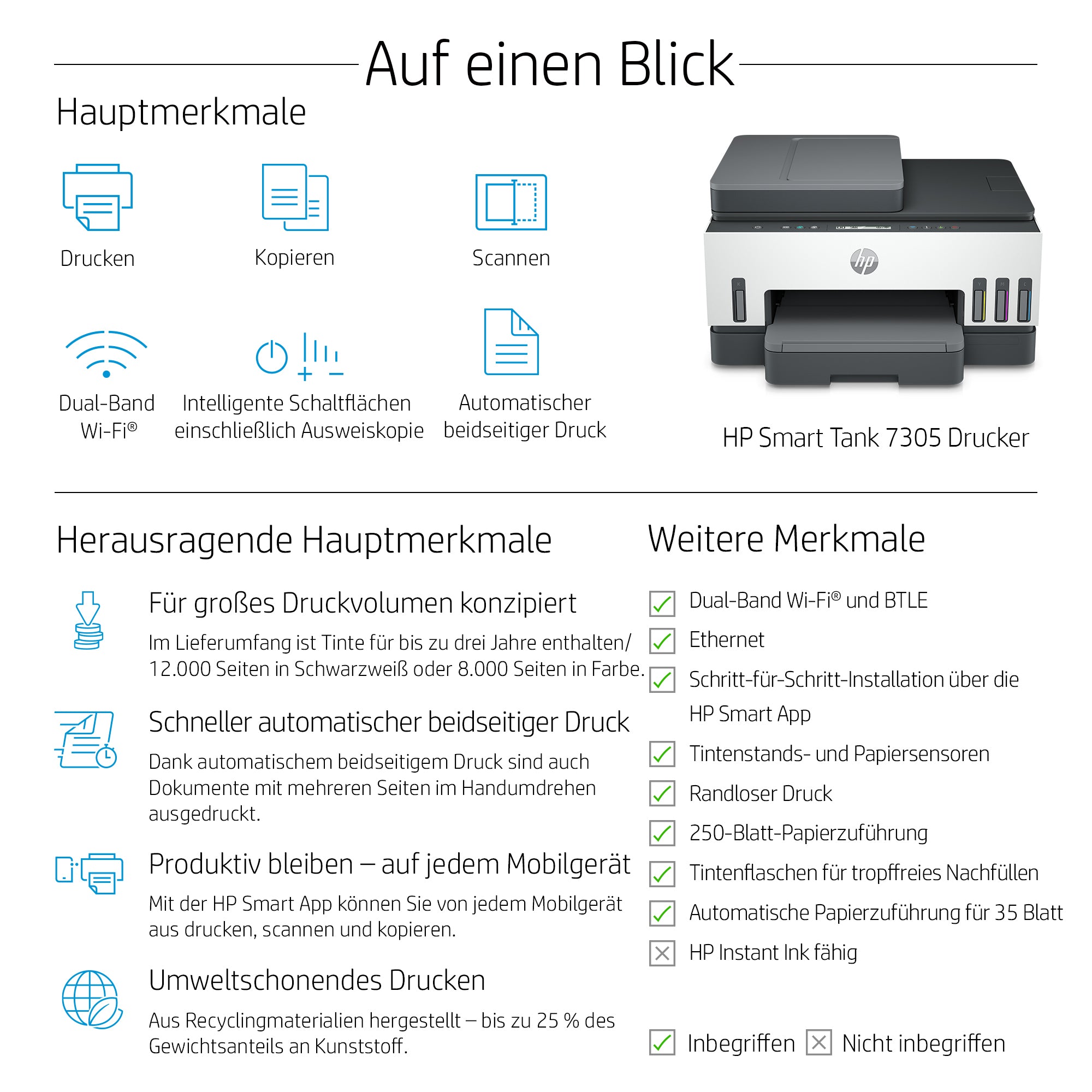 HP INC. Smart Tank 7305 All-in-One Printer