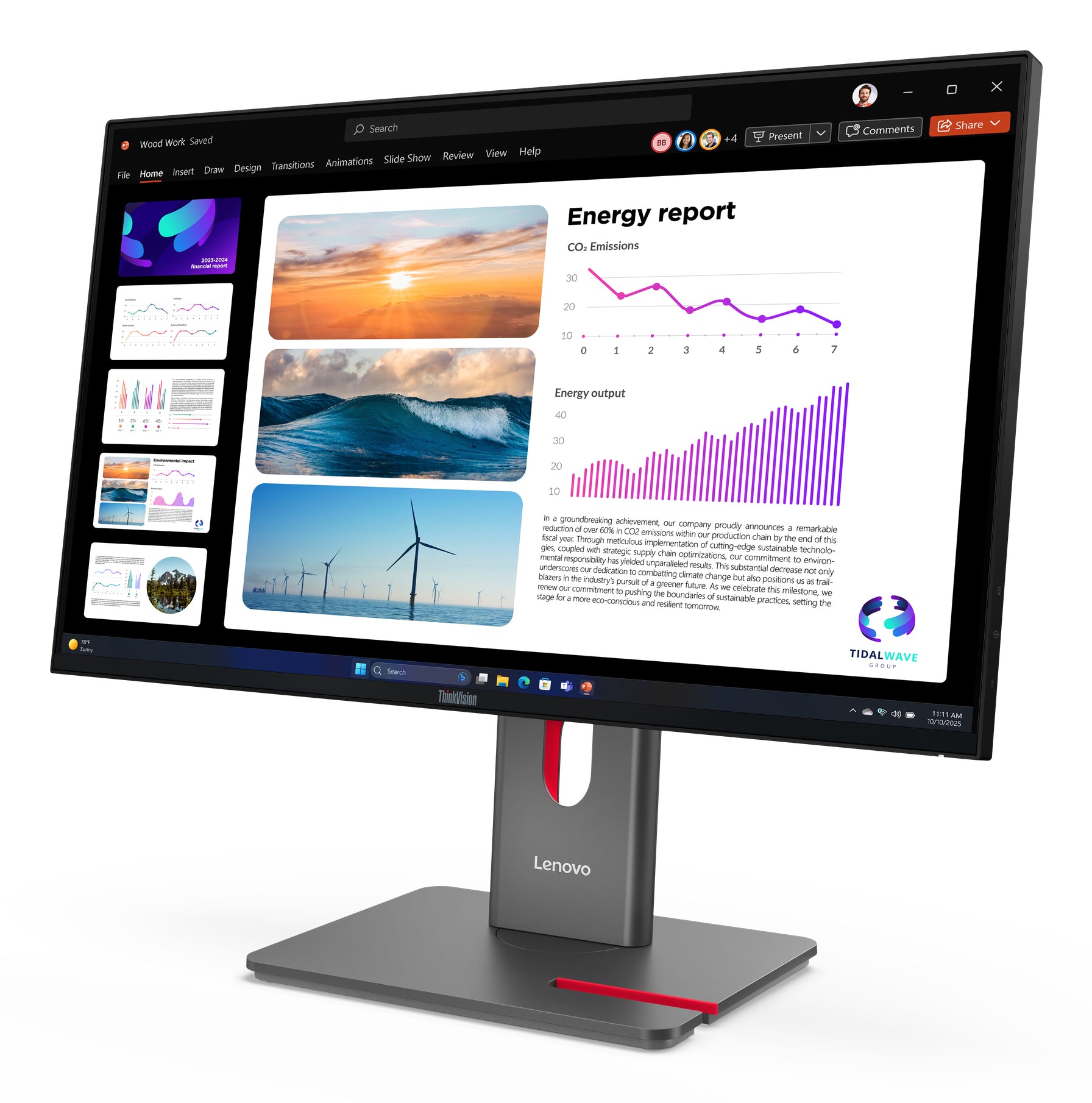 LENOVO ThinkVision P24Q-40 - 24 inch - Quad HD IPS LED Monitor - 2560x1440 - 120Hz - Pivot / HAS / USB-C