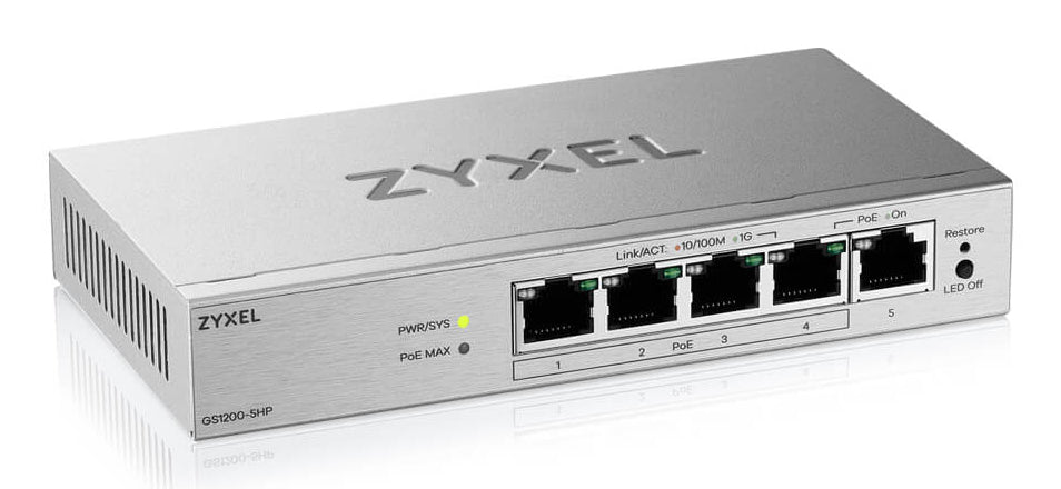 ZYXEL GS1200-5HPV3 Managed L2 Gigabit Ethernet (10/100/1000) Power over Ethernet (PoE) Desktop Grey