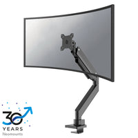 NEOMOUNTS Single Monitor Arm - 10-49inch - 1-18 kg (curved 14 kg) - Gas Spring - 180 Degrees -Stop Mechanism - Topfix - Black