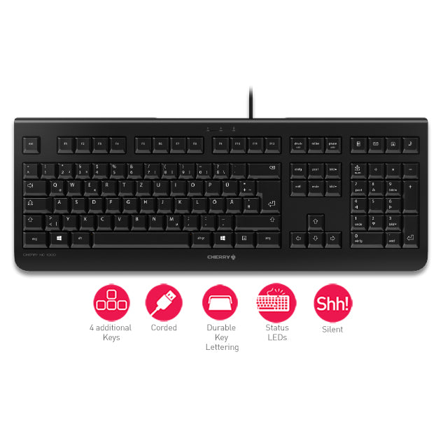 CHERRY KC 1000 - Keyboard - Corded - QWERTY SPAIN - Black