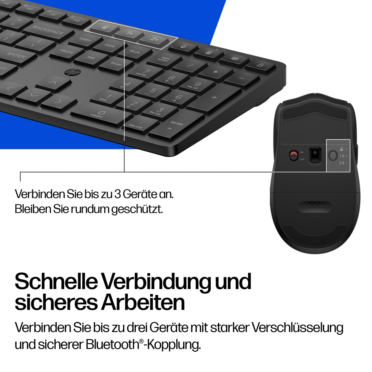 HP INC. 490C Multi-Device Dual-Mode Mouse and Keyboard Combo (BE1P9AA) - QWERTY