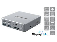 CONCEPTRONIC 15-in-1 DisplayLink USB 3.2 Gen 2 Docking Station - USB-A 5Gbps x 2 - USB-A 10Gbps x 2 - USB-C 10Gbps x 2 - HDMI x 2 - DisplayPo