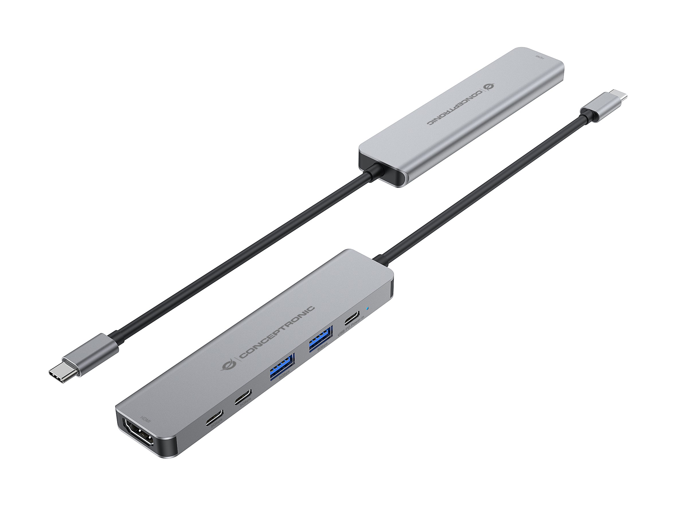 CONCEPTRONIC 6-in-1 Docking Station USB 3.2 Gen 1 - HDMI - USB-A 5Gbps x 2 - USB-C 5Gbps x 2 - 100W USB PD