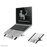 NEOMOUNTS Laptop Stand - 10-22inch - Max 5 kg - 6 Height Positions - Foldable - Compact - Universal - Silver