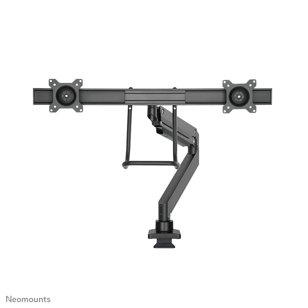 NEOMOUNTS Dual Crossbar Monitor Arm - 10-32inch - 1-8 kg/screen - Gas Spring - 180 Degrees - Stop Mechanism - Topfix - Black