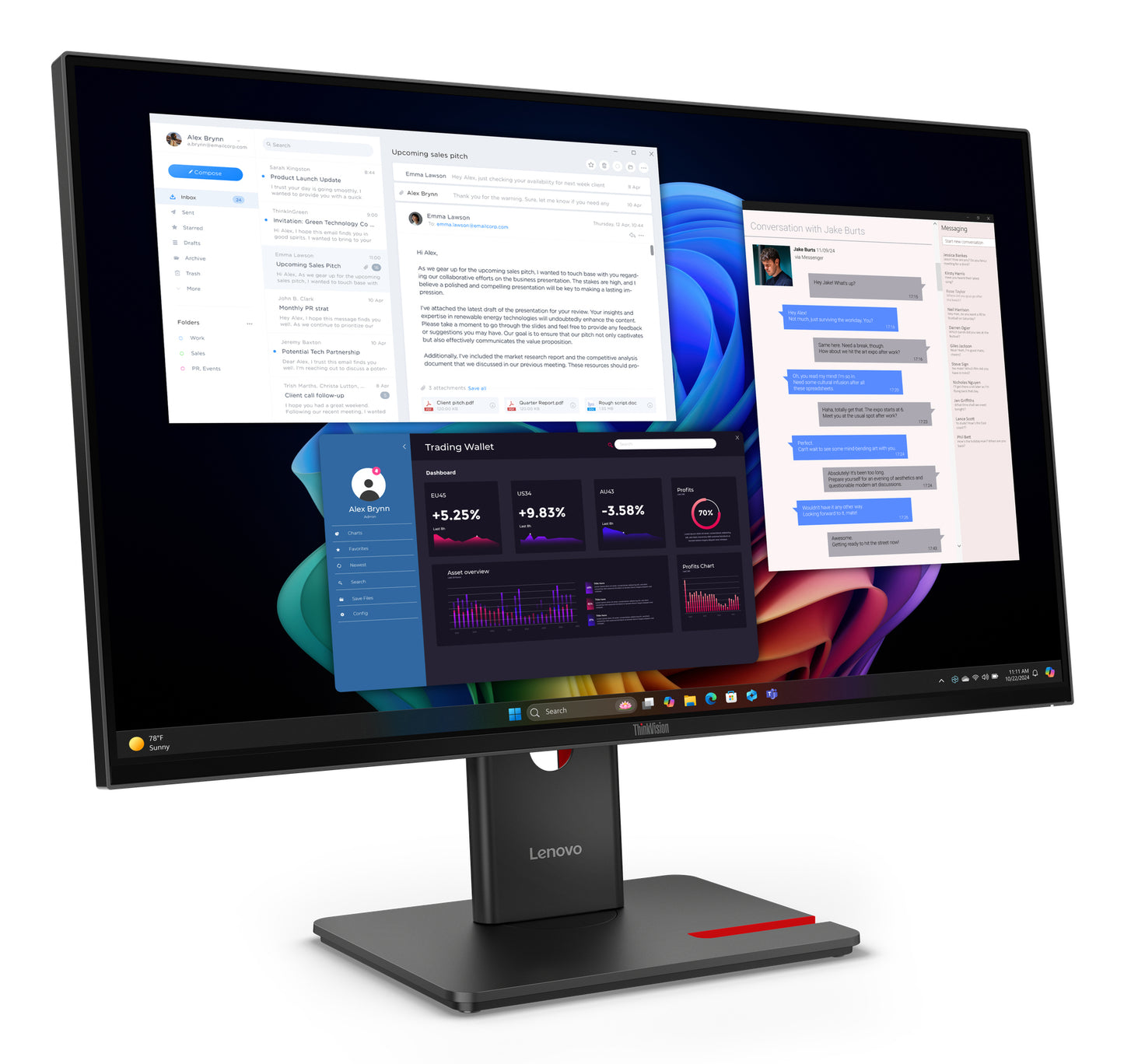 LENOVO ThinkVision T27UD-40 - 27 inch - 4K Ultra HD IPS LED Monitor - 3840x2160 - Pivot / HAS / RJ45 / USB-C
