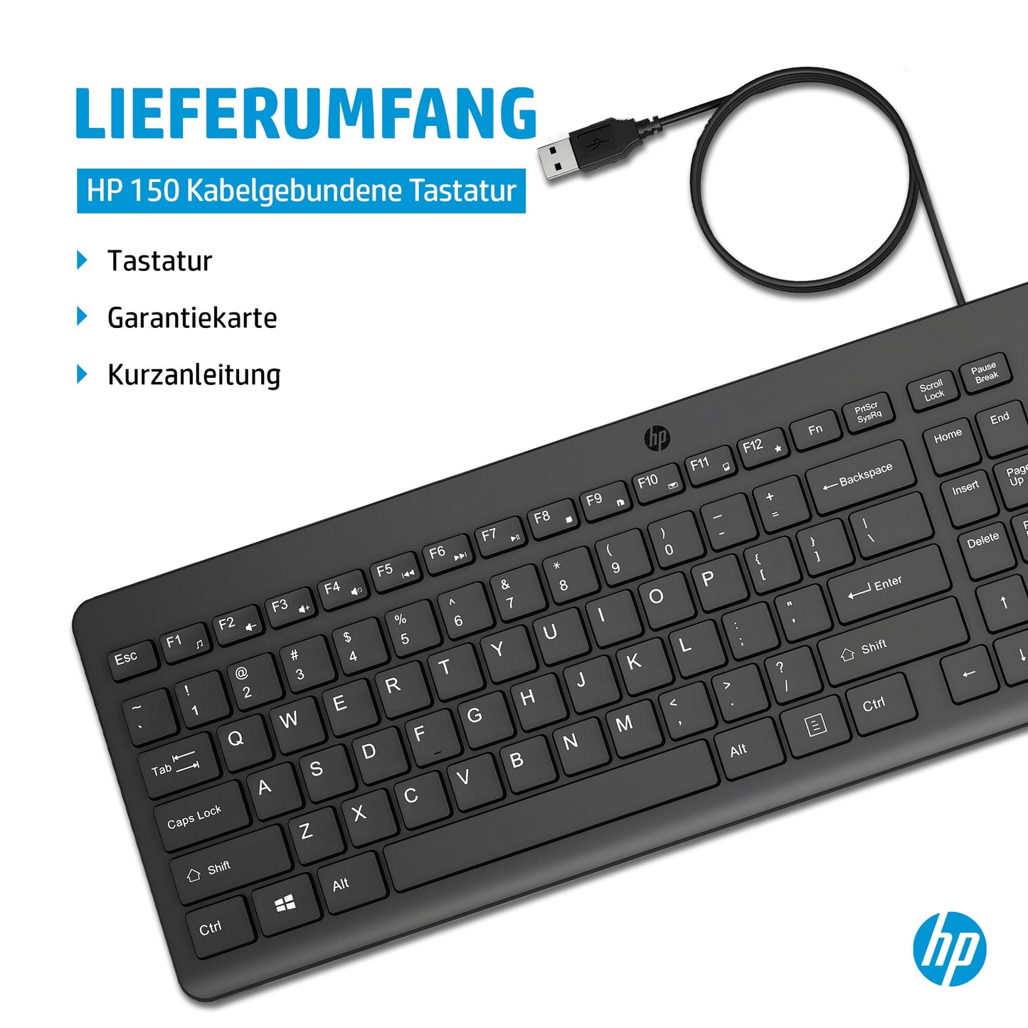 HP INC. 150 Wired Keyboard (664R5AA) - QWERTY