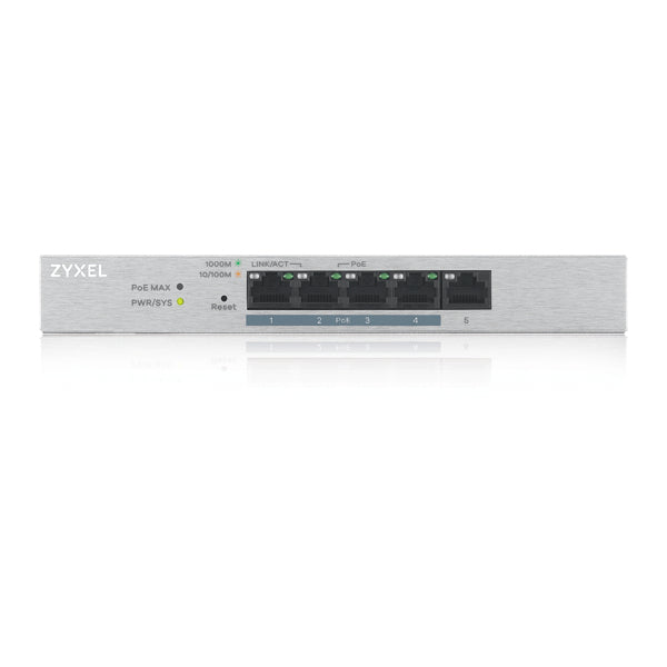 ZYXEL 5-Port Webmanaged PoE+ Gigabit Switch - Power budget 60W