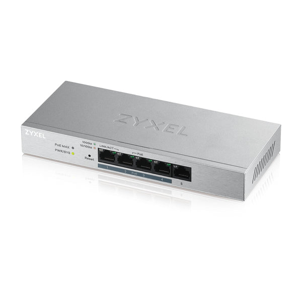 ZYXEL 5-Port Webmanaged PoE+ Gigabit Switch - Power budget 60W