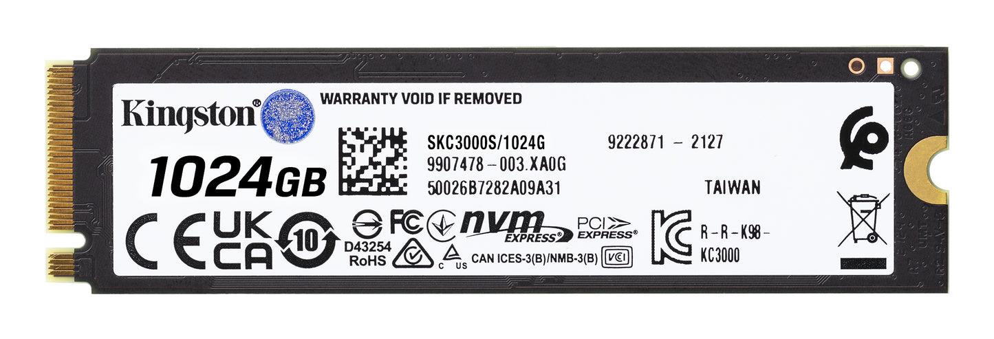 KINGSTON KC3000 NVMe 1TB SSD - M.2 2280 - PCIe 4.0 x 4