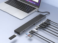 CONCEPTRONIC 14-in-1 MST Docking Station USB 3.2 Gen 1 - HDMI x 2 - DP - GbE LAN - USB-A 5Gbps x 3 - USB-C 5Gbps x 2 - SD - TF/MicroSD - 3.5m