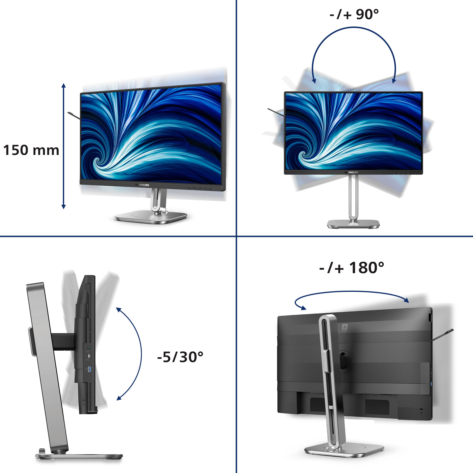 PHILIPS 4000 Series - 24 inch - Full HD LCD - 1920x1080 - Pivot - HAS