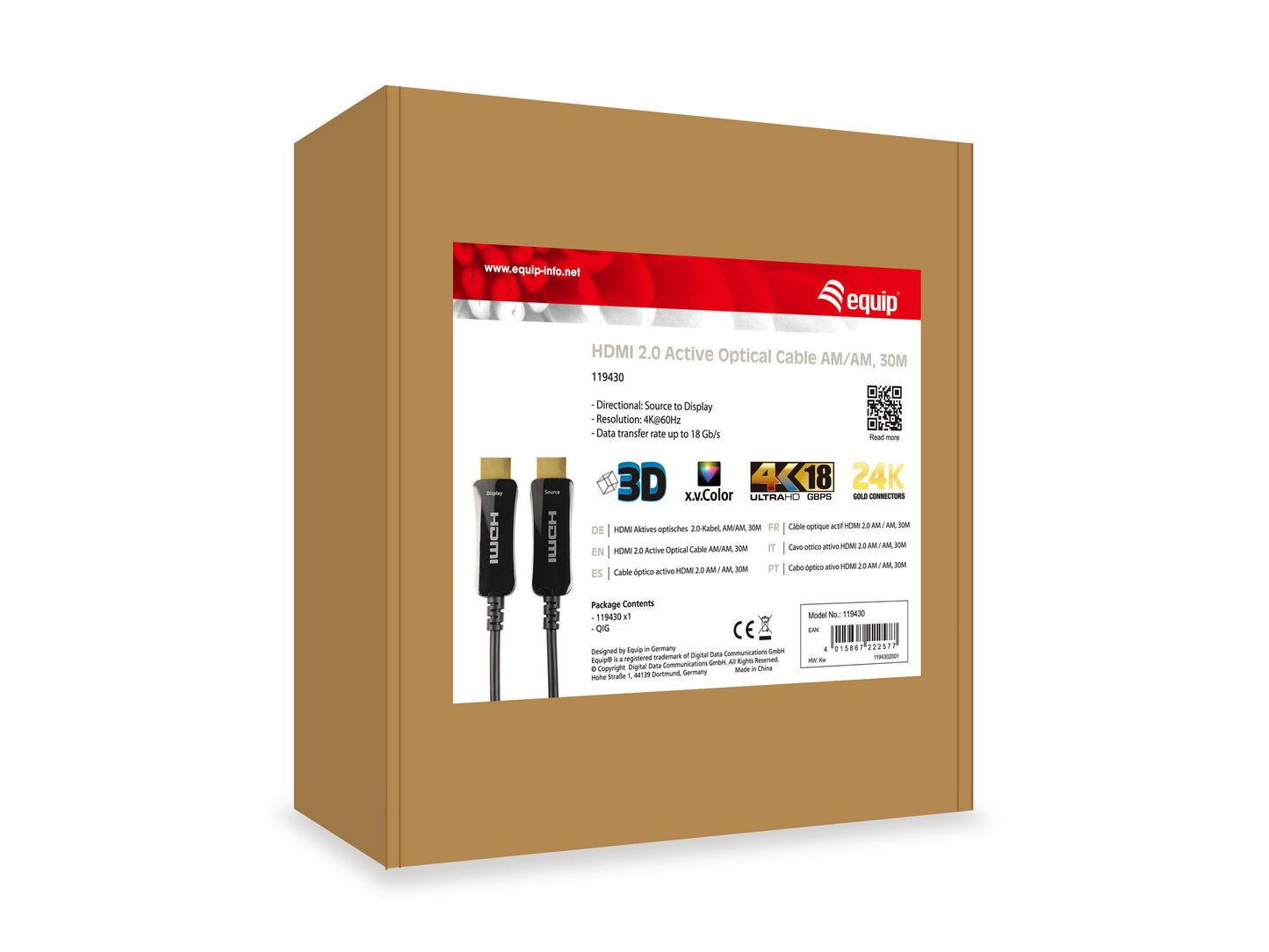 EQUIP HDMI 2.0 Active Optical Cable - 30m - 4K/60Hz