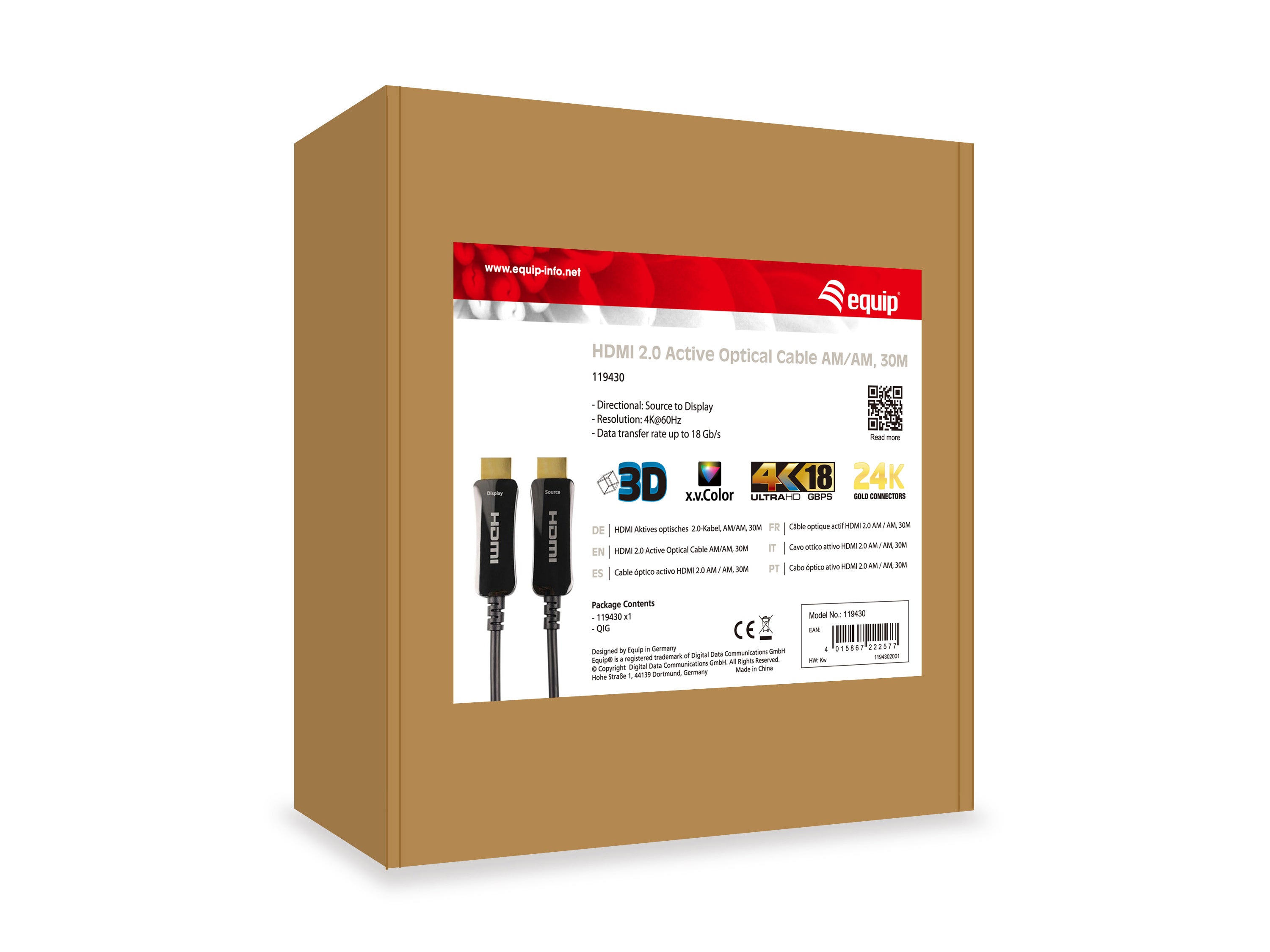 EQUIP HDMI 2.0 Active Optical Cable - 30m - 4K/60Hz